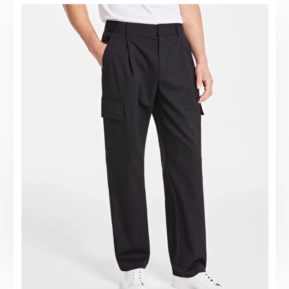 Alfani Mens Refined Cargo Pants in Deep Black Size 34W X 30L